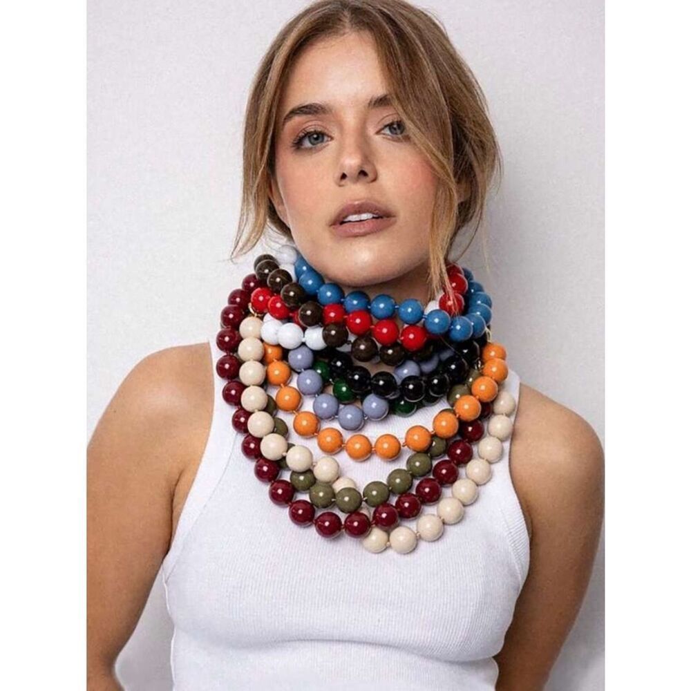 Glossy lavender Bead Necklace A1776